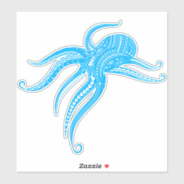 OCTOPUS POLYNESISCHE TRIBAL LTblue Sticker