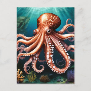 Octopus Portret Oceaan Briefkaart