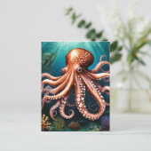 Octopus Portret Oceaan Briefkaart (Staand voorkant)