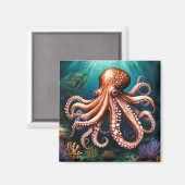 Octopus Portret Oceaan Magneet (Voorkant / Achterkant)