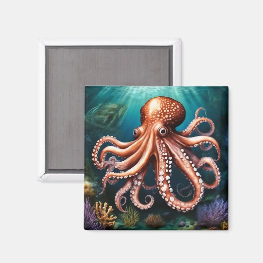 Octopus Portret Oceaan Magneet (Voorkant / Achterkant)