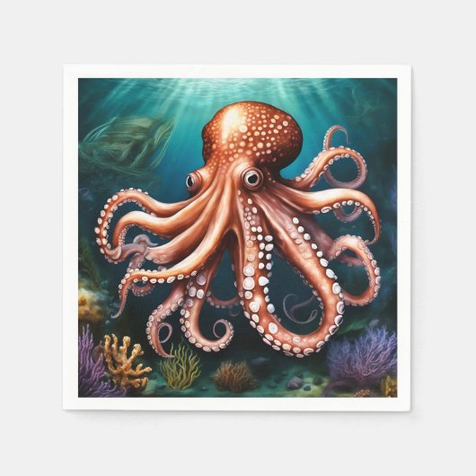 Octopus Portret Oceaan Servet (Voorkant)