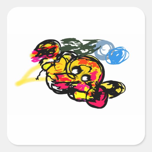 Octopus pret vierkante sticker (Voorkant)