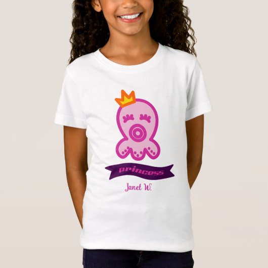 Octopus Prinses Verjaardagsviering Personaliseren T-shirt (Voorkant)