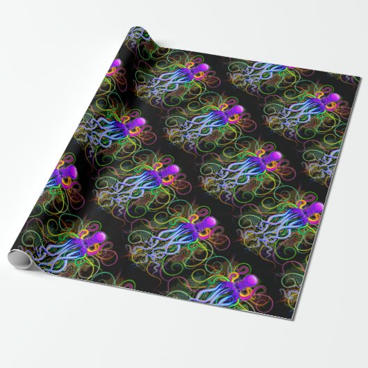 Octopus Psychedelic Luminescence Cadeaupapier (Uitgerold)