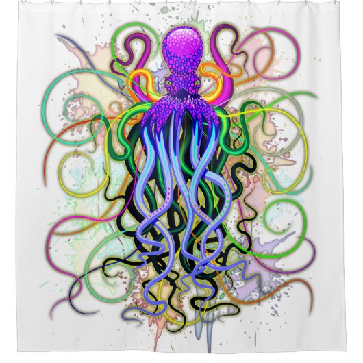 Octopus Psychedelic Luminescence Douchegordijn (Voorkant)