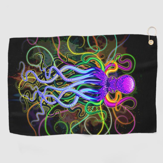 Octopus Psychedelic Luminescence Golfhanddoek (Horizontaal)