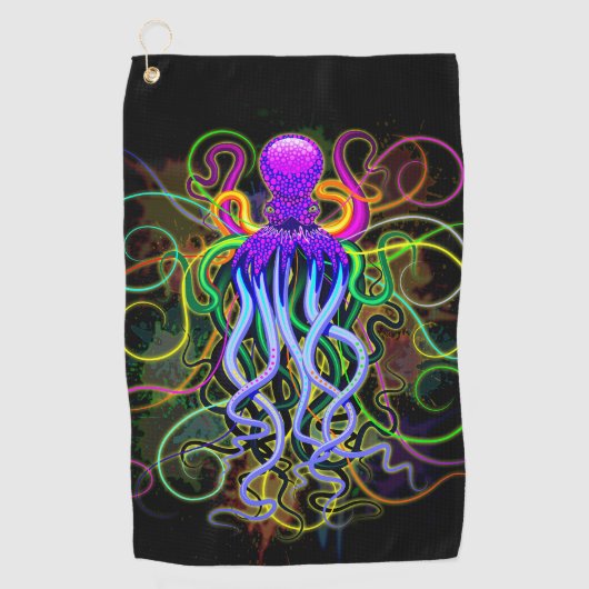 Octopus Psychedelic Luminescence Golfhanddoek (Voorkant)