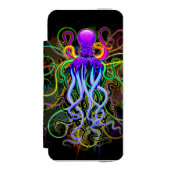 Octopus Psychedelic Luminescence Incipio iPhone Portemonnee Hoesje (Voorkant Agenda)