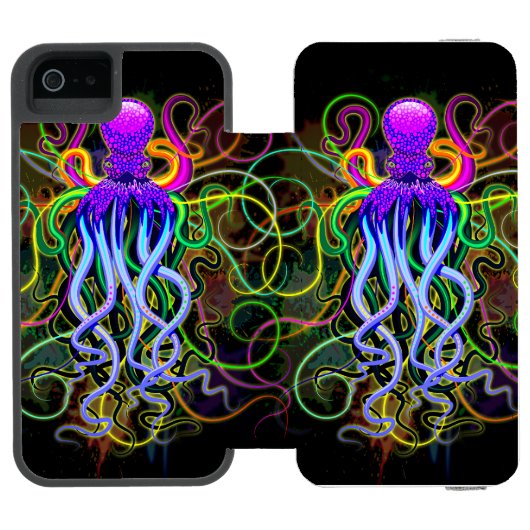 Octopus Psychedelic Luminescence Incipio iPhone Portemonnee Hoesje (Agenda Open)