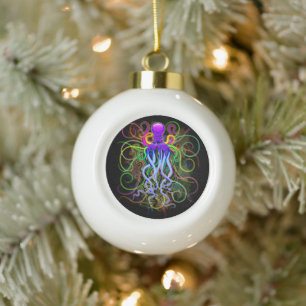 Octopus Psychedelic Luminescence Keramische Bal Ornament