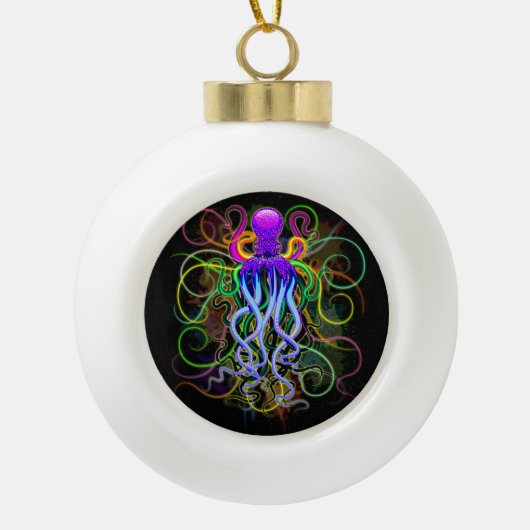 Octopus Psychedelic Luminescence Keramische Bal Ornament (Voorkant)