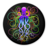 Octopus Psychedelic Luminescence Keramische Knop (Voorkant)