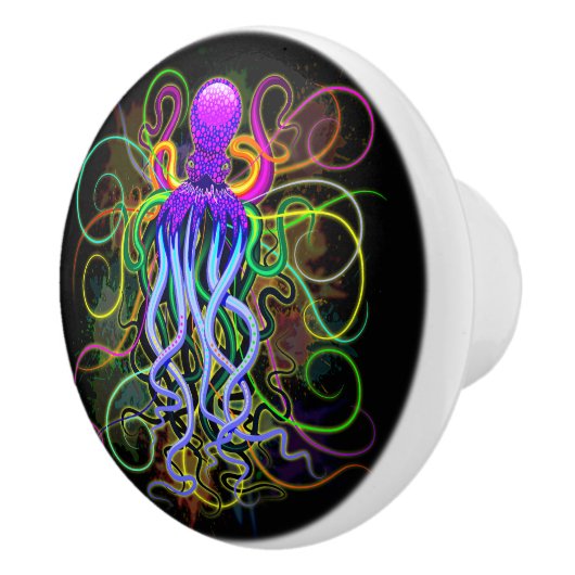Octopus Psychedelic Luminescence Keramische Knop (Rechts)