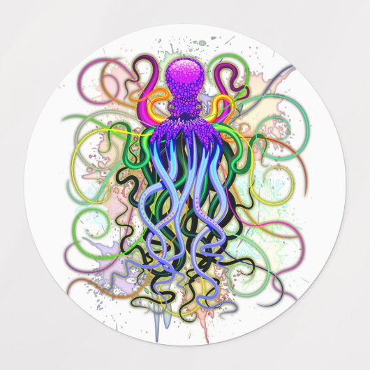 Octopus Psychedelic Luminescence Labels (Design 2)