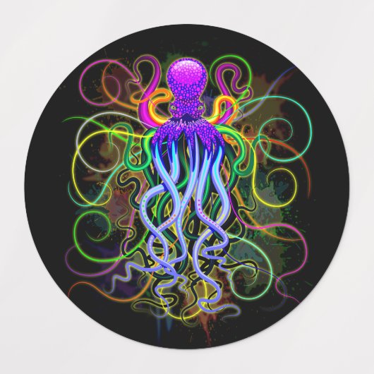 Octopus Psychedelic Luminescence Labels (Design 1)