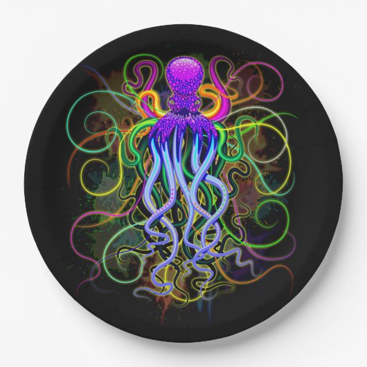 Octopus Psychedelic Luminescence Papieren Bordje (Voorkant)