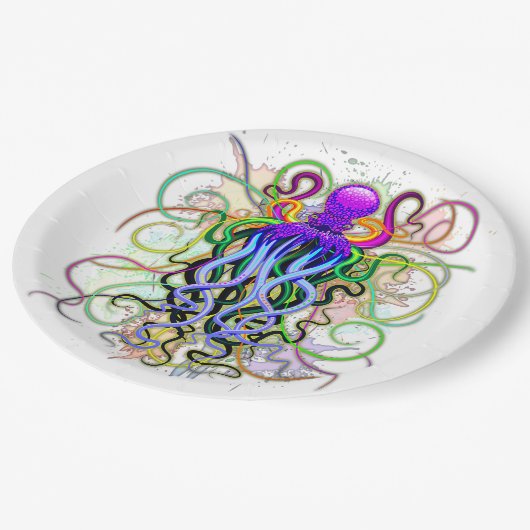 Octopus Psychedelic Luminescence Papieren Bordje (Gekanteld)