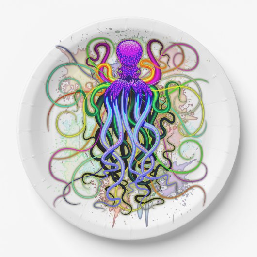 Octopus Psychedelic Luminescence Papieren Bordje (Voorkant)