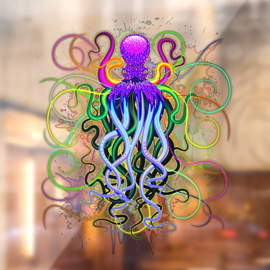 Octopus Psychedelic Luminescence Raamsticker (Vel 2)