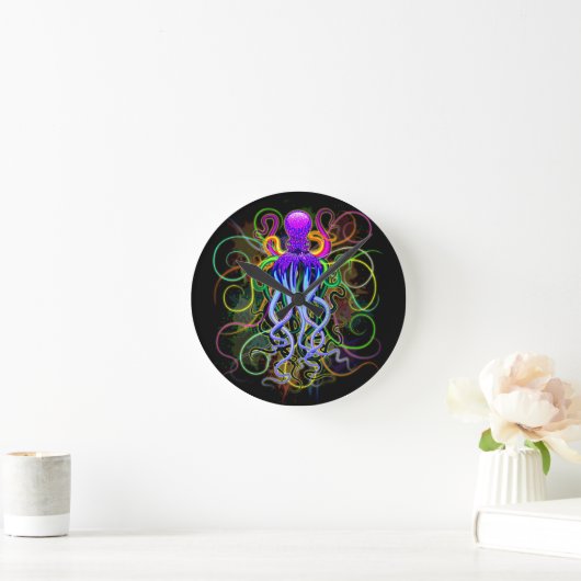 Octopus Psychedelic Luminescence Ronde Klok (Huis)