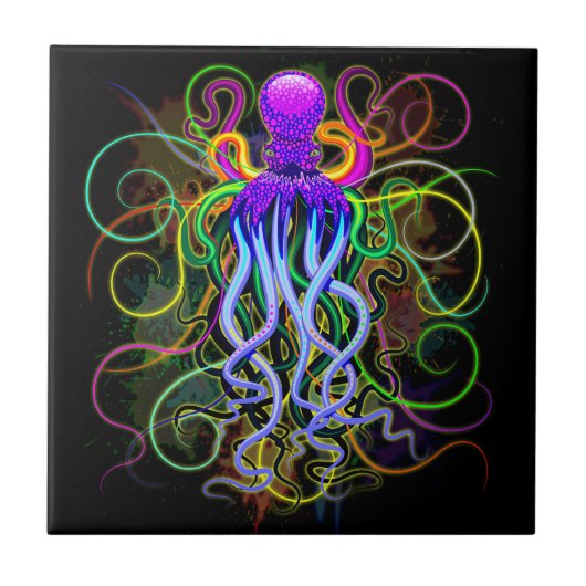 Octopus Psychedelic Luminescence Tegeltje (Voorkant)