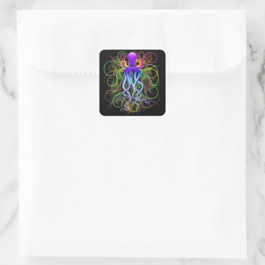 Octopus Psychedelic Luminescence Vierkante Sticker (Tas)
