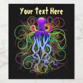 Octopus Psychedelic Luminescence Wijn Etiket (Enkel label)