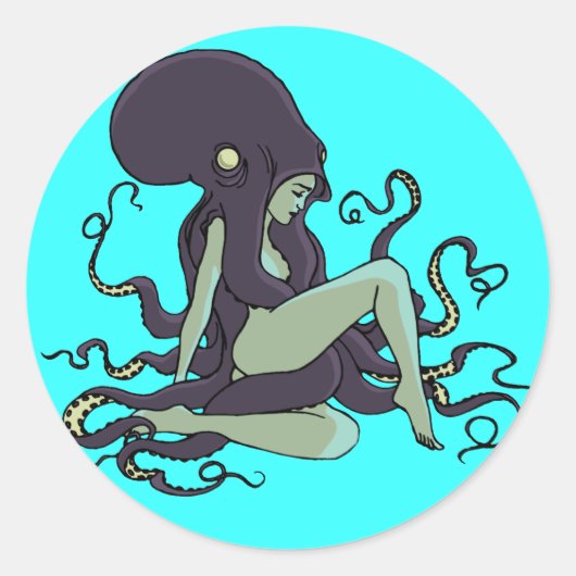 Octopus Queen Ronde Sticker (Voorkant)