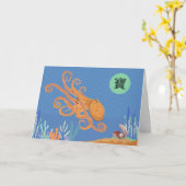 Octopus Reaching for Pearl Enmoegement Proverb Kaart (Gele Bloem)