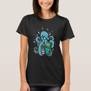 Octopus Reader Bookworm Deep Zee Kraken Literature T-shirt