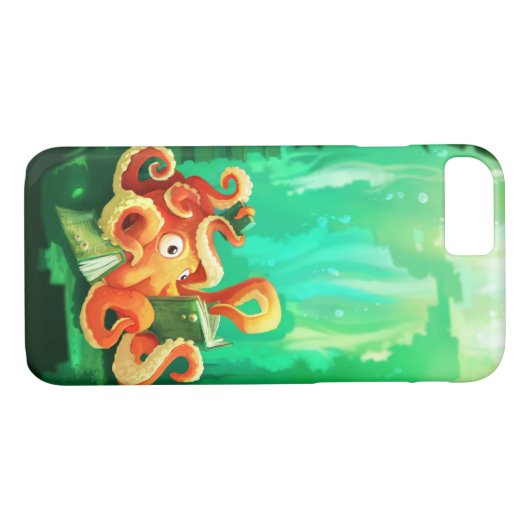 Octopus Reading iPhone 7 hoesje (Achterkant (Horizontaal))