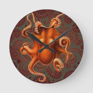 Octopus Red Cephalopod  Kraken Ronde Klok