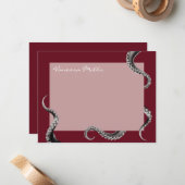 Octopus Red Note Card Notitiekaartje (Voorkant / Achterkant in situ)