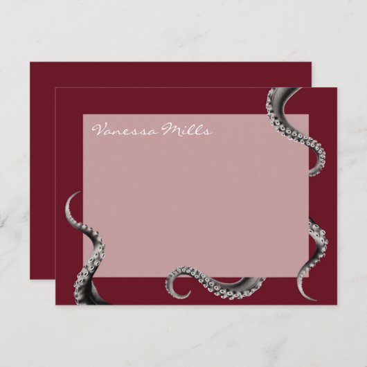 Octopus Red Note Card Notitiekaartje (Voorkant / Achterkant)