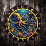 Octopus Reef Adventure Dartboard Dartbord<br><div class="desc">Duik diep in een oceanische ontsnapping met het "Octopus Reef Adventure Dartboard", ideaal voor uw man grot, vislodge, jachtretraite of slaapzaal. Dit prachtige dartbord ontwerp beschikt over een prachtige gouden octopus omringd door levendig koraal, glinsterende tropische vissen en ingewikkelde onderwaterdetails die de mysteries van de oceaan tot leven brengen. Het...</div>