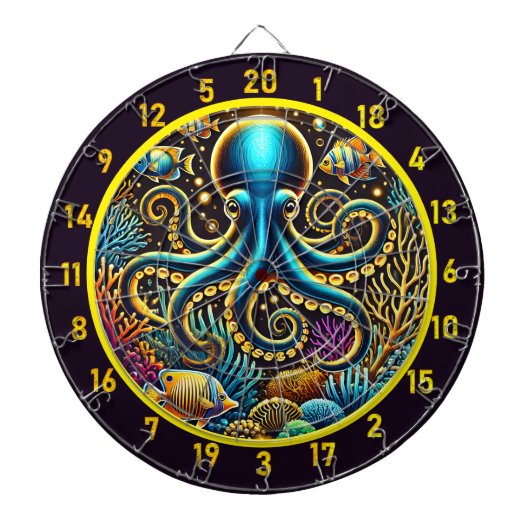 Octopus Reef Treasure Dartboard Design Dartbord (Voorkant)