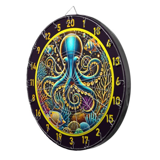 Octopus Reef Treasure Dartboard Design Dartbord (Voorkant Rechts)
