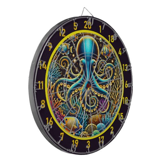 Octopus Reef Treasure Dartboard Design Dartbord (Voorkant Links)