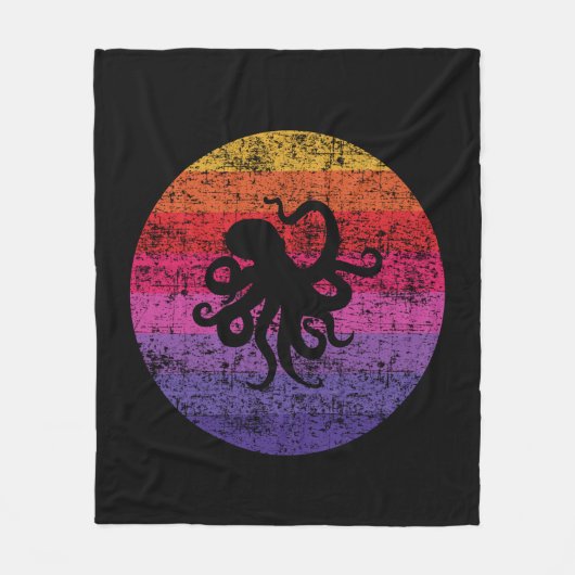 Octopus Retro Fleece Deken (Voorkant)