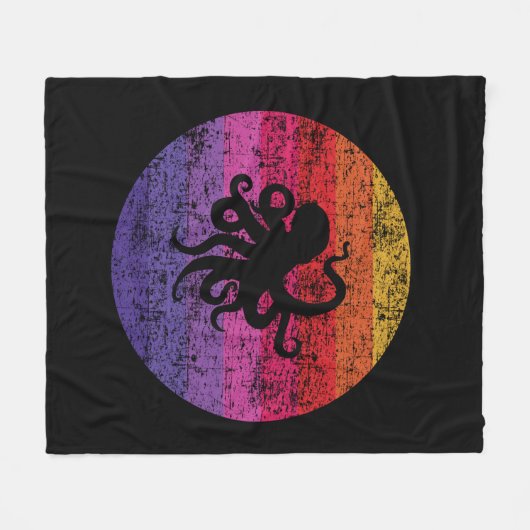 Octopus Retro Fleece Deken (Voorkant (Horizontaal))
