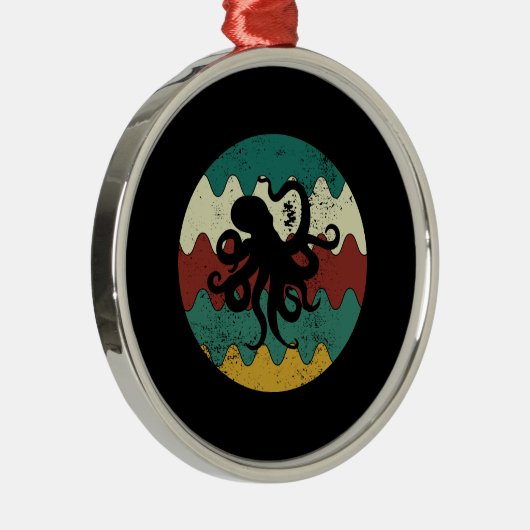 Octopus Retro Metalen Ornament (Rechts)