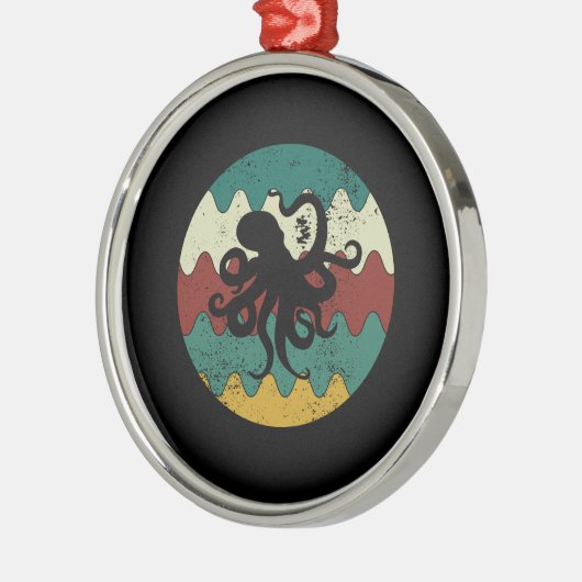Octopus Retro Metalen Ornament (Links)