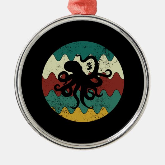 Octopus Retro Metalen Ornament (Voorkant)