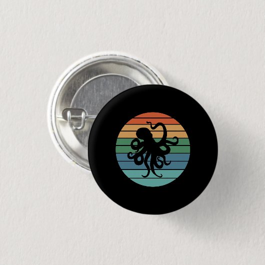 Octopus Retro Ronde Button 3,2 Cm (Voorkant /achterkant)