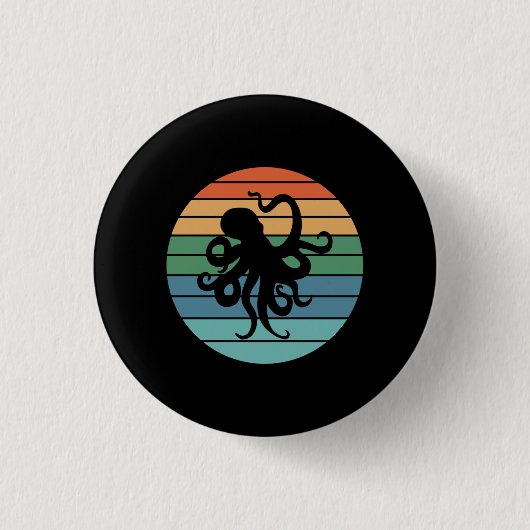 Octopus Retro Ronde Button 3,2 Cm (Voorkant)