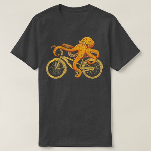 Octopus Riding Bicycle Octopus T-shirt (Design voorkant)