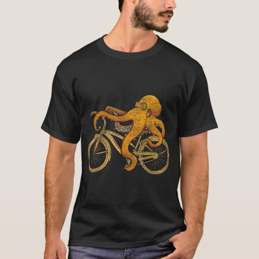 Octopus Riding Bicycle Octopus T-shirt (Voorkant)