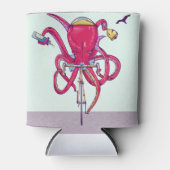 Octopus Riding een fiets Blikjeskoeler (Voorkant)