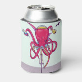 Octopus Riding een fiets Blikjeskoeler (Blikje Achterkant)